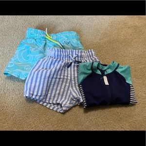 Bundle of Cat & Jack 18 months swim trunks & shirt